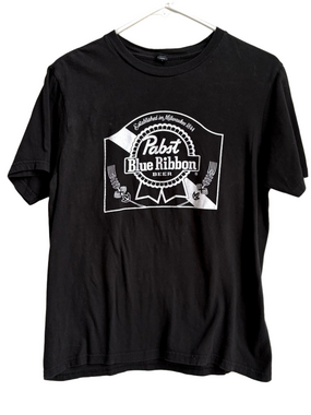Pabst Blue Ribbon Beer black tee t-shirt